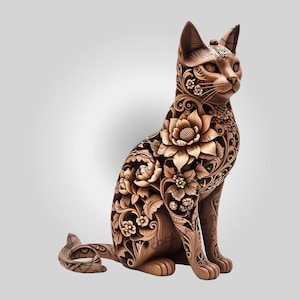 Laser Engraving File 3D Illusion Oriental Shorthair Cat, Home Decor Art Pattern for Laser Projects