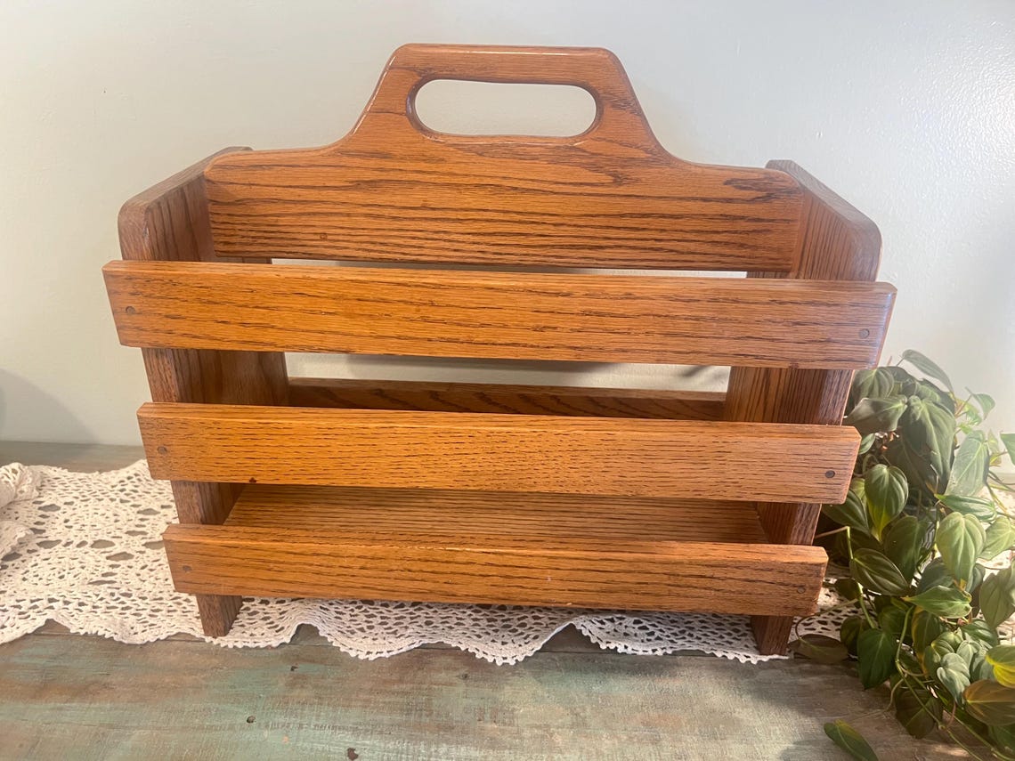 Vintage Wooden Magazine Rack Wood Farmhouse Country Cottage Farmhouse ...