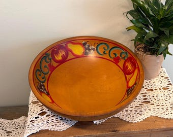 Vintage Wooden Hand Painted Fruit Bowl