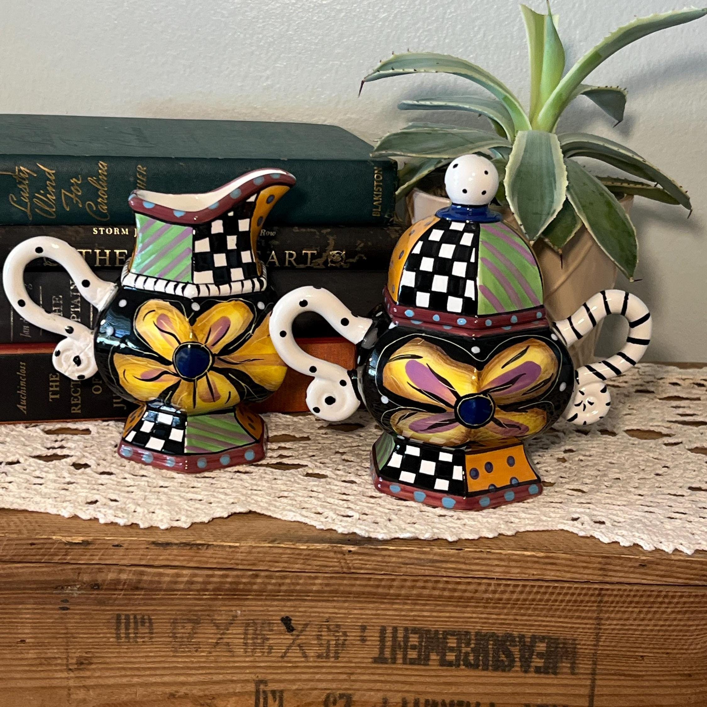 ホビー・楽器・アート pot Vintage Prospero Design Works Hand Painted Creamer & Sugar Bowl - Etsy