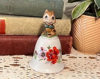 Vintage Porcelain Ceramic Squirrel Hand Bell