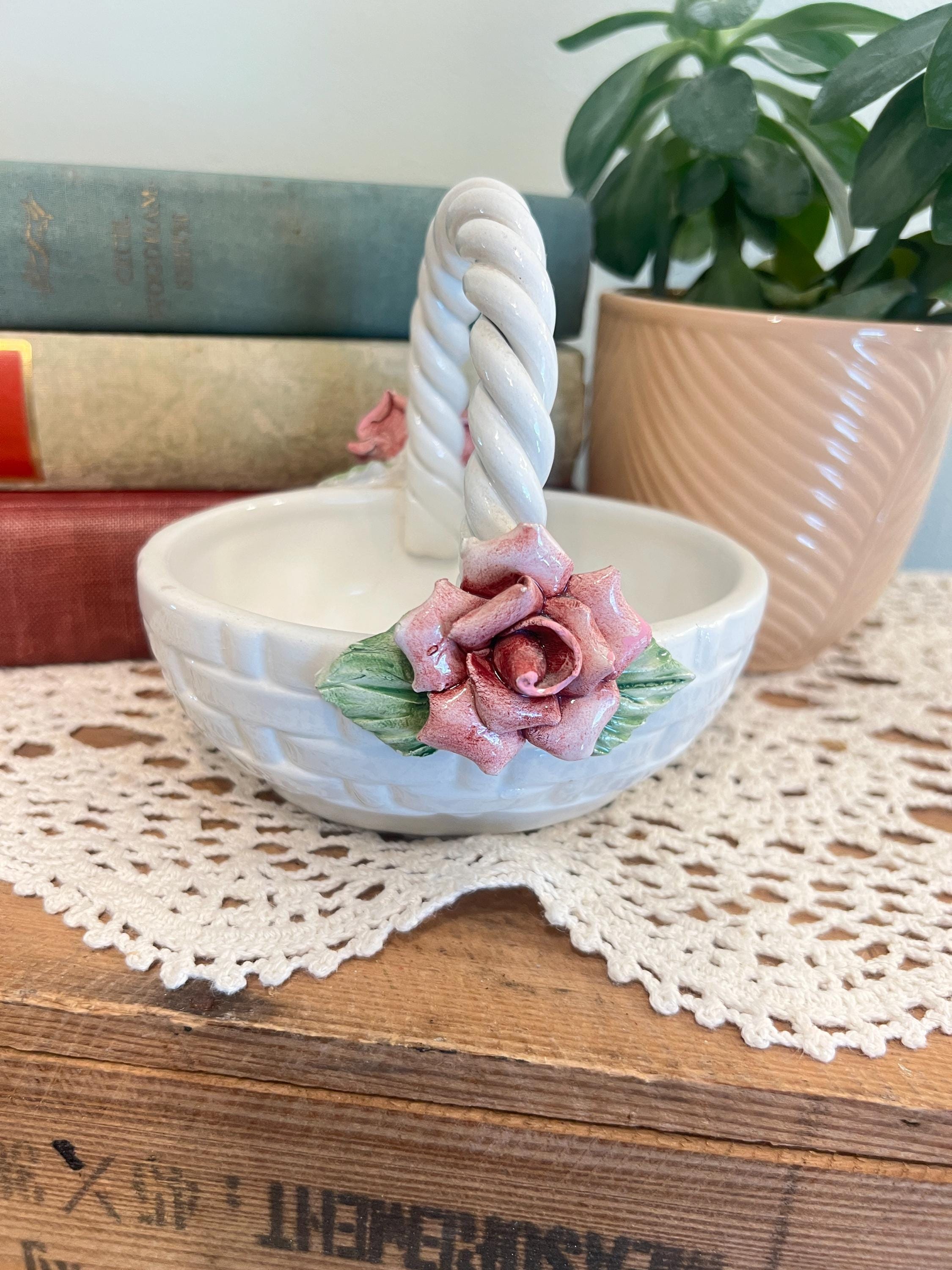 Vintage Italian Capodimonte Porcelain Basket - Etsy