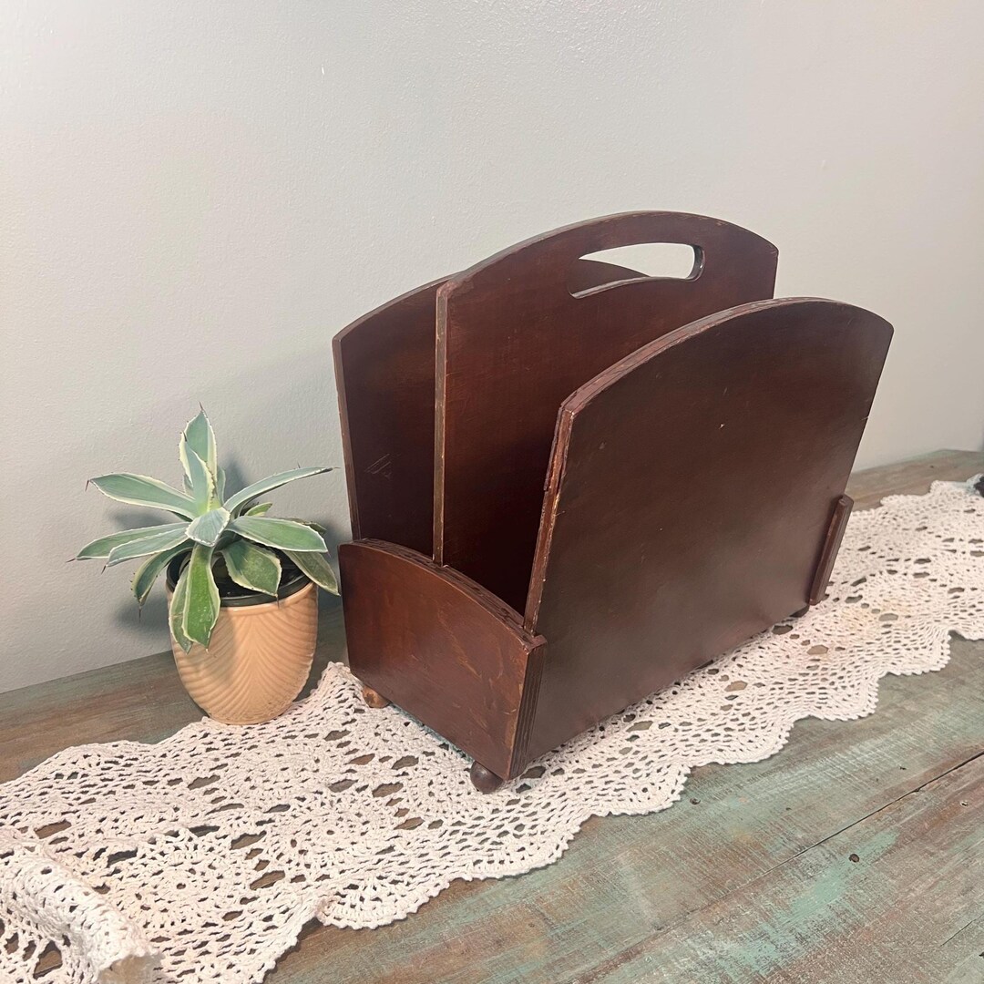 Vintage Wooden Magazine Rack - Etsy