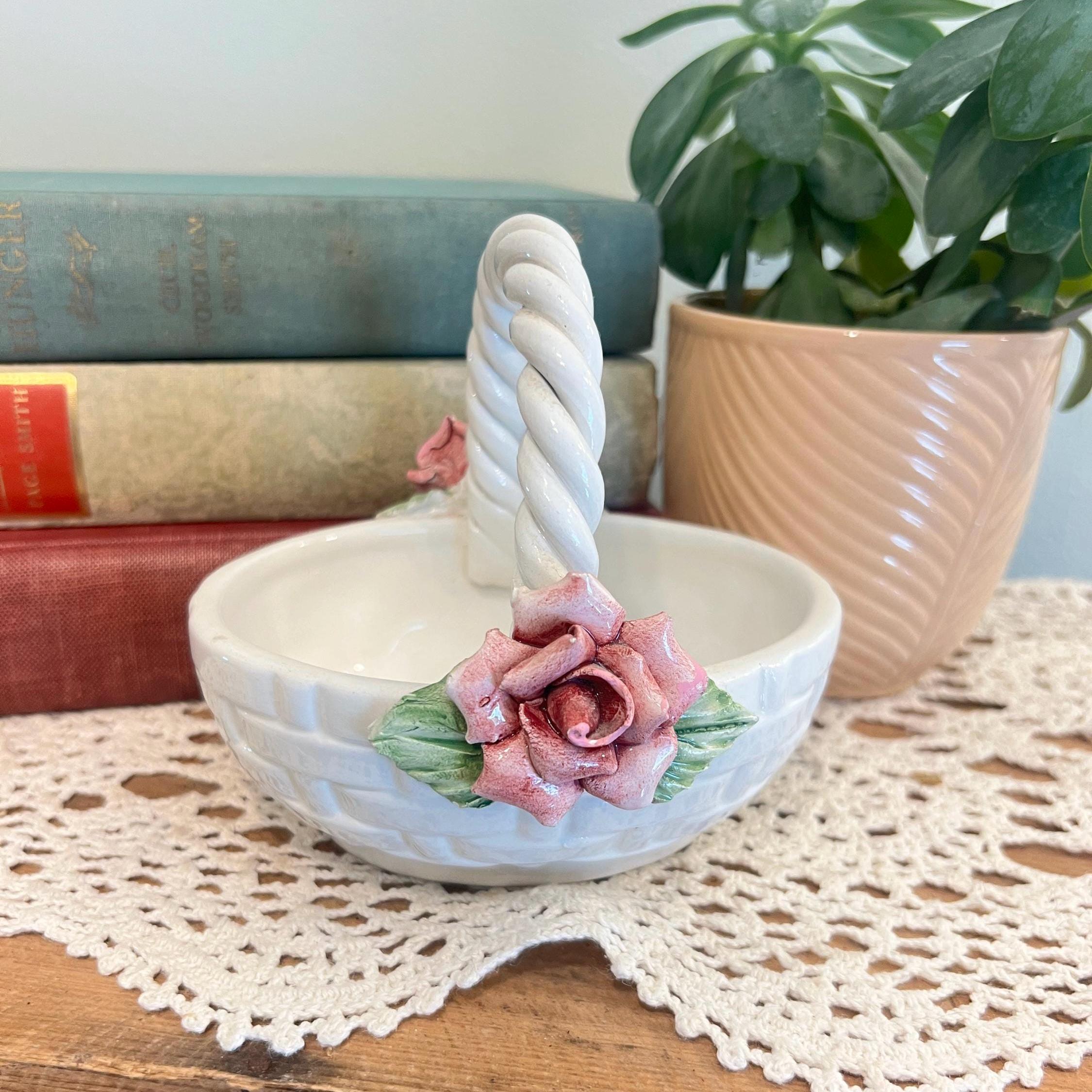Vintage Italian Capodimonte Porcelain Basket - Etsy