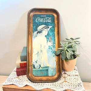 Vintage Coca Cola Drink Tray Refreshments Hamilton King Girl Country Cottage Farmhouse Decor