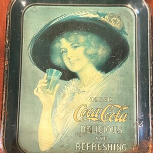 Vintage Coca Cola Drink Tray Refreshments Hamilton King Girl Country Cottage Farmhouse Decor