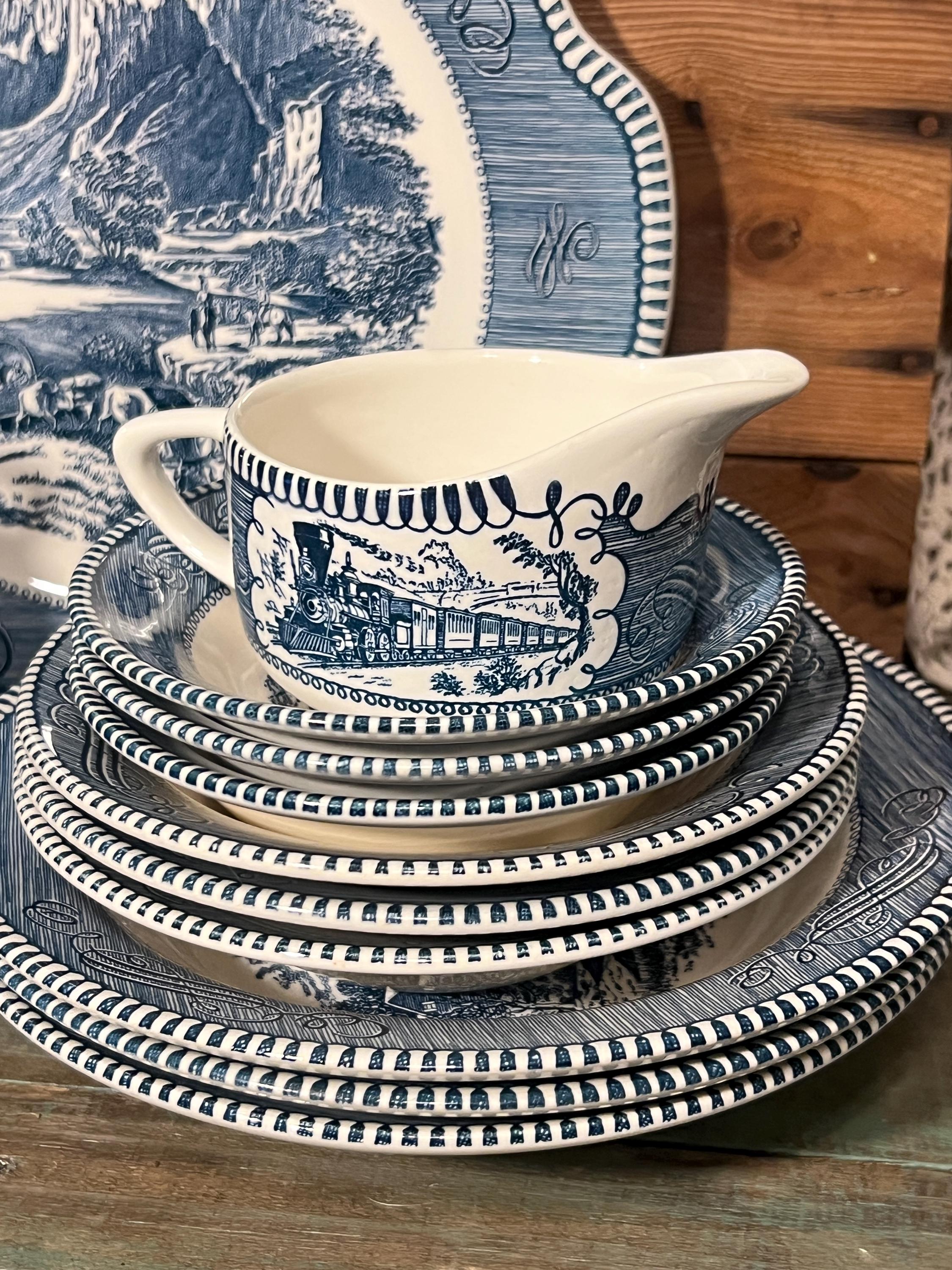 Vintage Blue and White Dinnerware - Etsy
