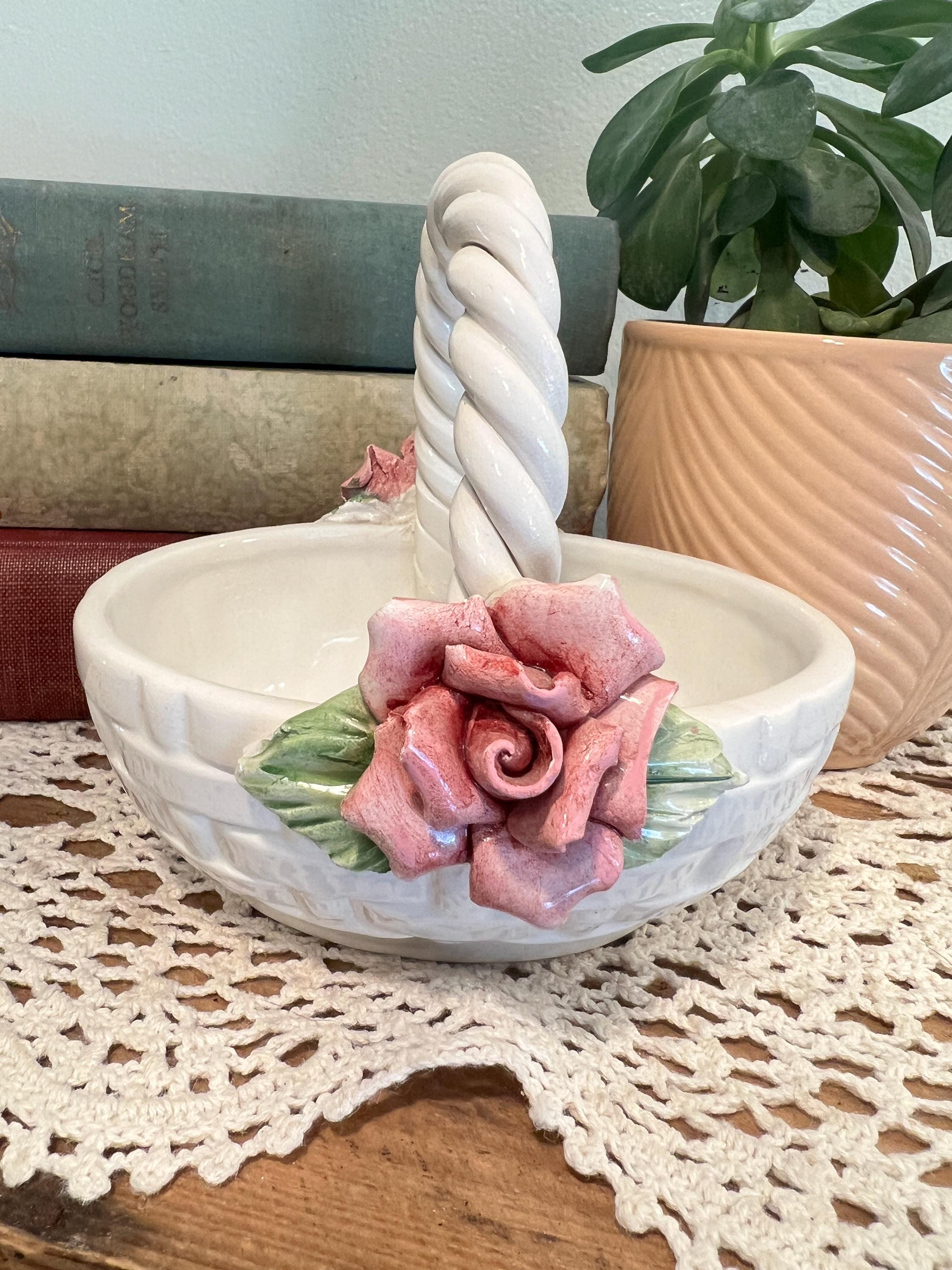 Vintage Italian Capodimonte Porcelain Basket - Etsy