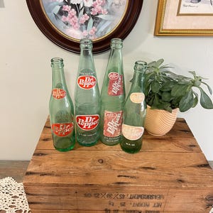 Vintage Dr. Pepper Lot of 4 Glass Bottles Antique Farmhouse Primitive