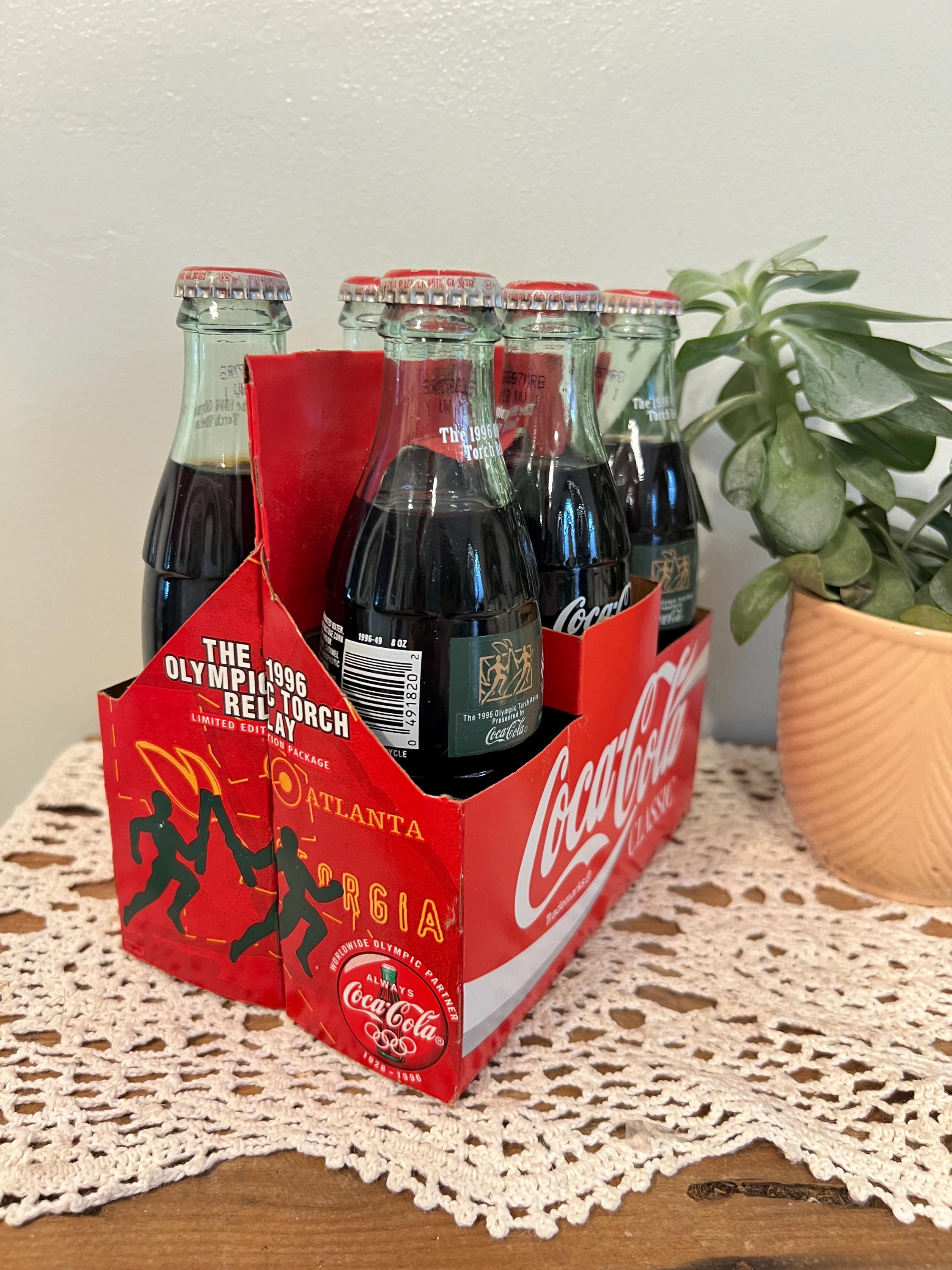 Vintage 1996 Olympic Torch Relay Coca-cola Bottles, Set of 6 With