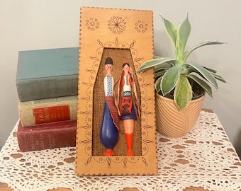 Vintage Handmade Russian Folk Art Wall Hanging Plaque