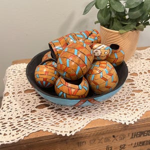 Hand Painted Southwest Gourds 11 Piece Art Made By Rachel Johnson Artistic Vase Bowl Farmhouse country Cottage Decor Gift
