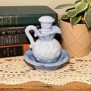 Antique Blue Bowl and Pitcher Set - Etsy