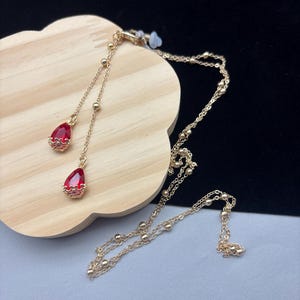 Catena per occhiali con ciondolo a goccia rossa, catena per occhiali rossa, accessorio per occhiali da sole