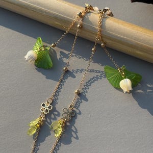 Correntes de óculos de folha, correntes de óculos de flor, correntes de óculos de fada, armações de óculos de sol, ideias para presentes, presentes para ela