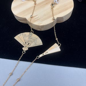 Fächerförmige Brillenkette, faltbare Fächergoldbrillenkette, Sonnenbrillenkette, Fächergeschenk