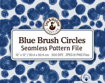 Blauwe cirkels penseelstreken handgetekende herhaling ontwerp, naadloos patroon abstract geschilderd esthetisch digitaal patroon voor stof en achtergronden