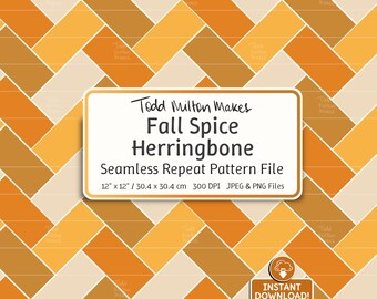 Fall Pattern Herringbone Seamless File, Pumpkin Spice Autumn Repeat Pattern PNG, Abstract Geometric Pattern, Fabric Print, Commercial Use