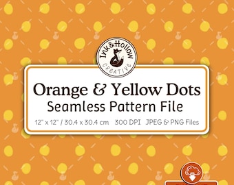 Oranje en gele naadloze stippen patroonherhaling ontwerp, handgetekende digitaal downloadbestand, stoffenprint, digitaal papier, commercieel gebruik