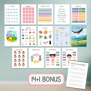 Educational Posters DIGITAL DOWNLOAD Toddler Learning Posters  ABC Poster Playroom Printable Decor Homeschool Alphabet Poster Kids Wall Art