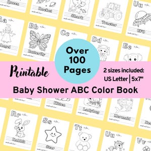 Baby Shower ABC Coloring Book: A-Z Learning Game (Printable Digital)