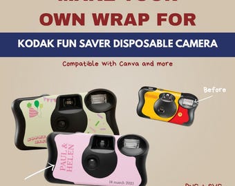 Kodak FunSaver Camera Wrap Template | Printable Disposable Camera | DIY Wedding Stickers (Digital Download) | Customizable