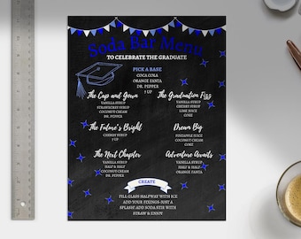 Create your Own | Graduation Soda Bar Menu | Black Background | Digital Printable | Customizable