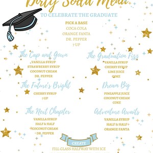 Graduation Soda Bar Menu | White Background | 4 Pastel Color Options ...
