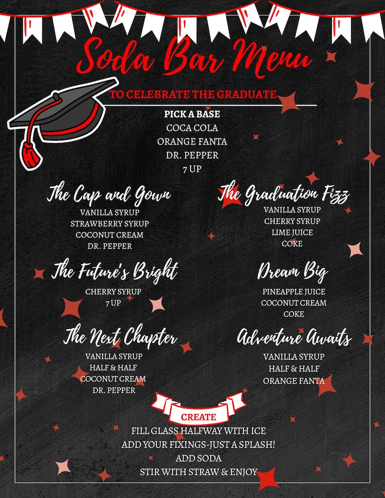 Graduation Soda Bar Menu - Etsy