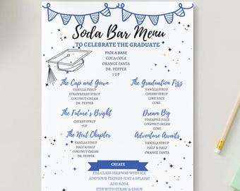 Create your Own | Graduation Soda Bar Menu | White Background | Digital Printable | Customizable