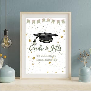 Bord voor Grad-kaarten en cadeaus | Witte achtergrond | 4 pastelkleuropties | Digitaal afdrukbaar