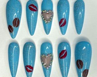 Sabrina Carpenter inspired Press On Nails | Handmade Press On Nails | Espresso themed nails | Cute Press On Nails