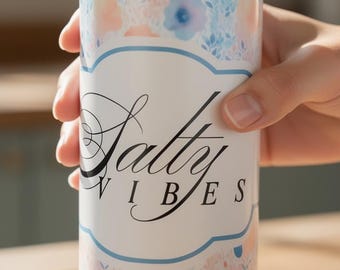 Vaso térmico de acero inoxidable Salty Vibes de 591 ml (20 oz) con pajita.
