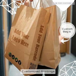 Customized logo printed Gift Kraft Bags, Small Paper Bags With Custom Print, Brown Kraft Bags, Wedding Favor Bags, Clothes Jewelry Paper Bag