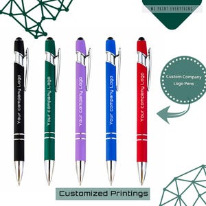 Canetas esferográficas de toque suave com logotipo de texto personalizado em massa, material de marketing promocional para empresas, festas, eventos, artigos de escritório e escrita
