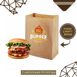 Mais de 100 sacos de papel para embalagem de alimentos personalizados com capacidade de armazenamento de 5 kg, sacola promocional personalizada com logotipo Kraft, produto com logotipo