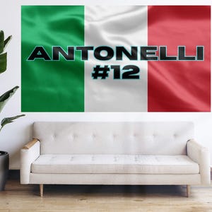 Kimi Antonelli F1 Racing Flaggtapet: Italiensk flaggbanderoll
