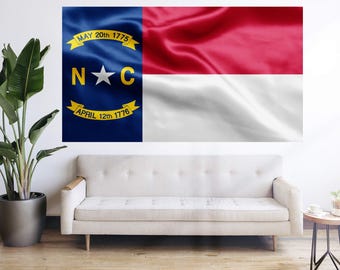 Tapiz con la bandera del estado de Carolina del Norte: decoración de pancarta grande
