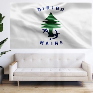 Merchant and Marine Flag of Maine (1939) - United States Regional Flag Bandera Tapestry Banner Large Decoration 5x3ft 6x4ft