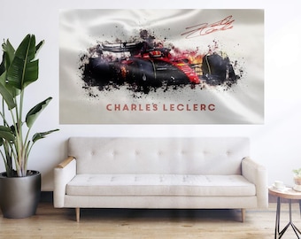 Charles Leclerc Ferrari F1 teamvlag: grote wandtapijtbanner