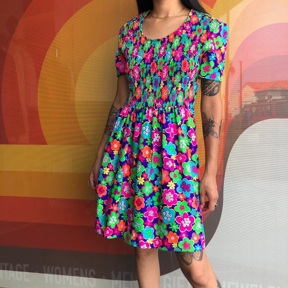 60's Psychedelic Floral Smock Dress
