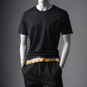 100% Israelite black T-shirts with fringes, blue ribbon