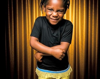 Hebrew israelite black t-shirt with fringes for young boys -