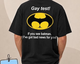 Camiseta de Batman con el lema "Prueba Gay", Camiseta divertida con el meme de Batman, Camiseta parodia de DC Comics, Camiseta gráfica con humor LGBTQ, Regalo de broma de superhéroe