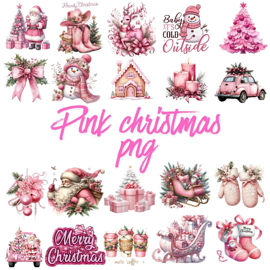 Pink Christmas Clipart Bundle PNG | Retro Truck Holiday Clip Art ...