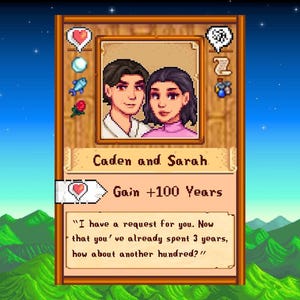 Aangepaste digitale Stardew Valley-ruilkaart - gepersonaliseerd afdrukbaar cadeau voor gamerkoppels - jubileum of verjaardag