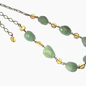 SALE, Boho, Aventurine necklace, crystal necklace, faceted nuggets, Green, semiprecious stone, healing stone, cottage chic, chunky boho, image 5