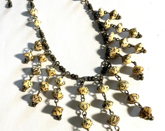 Betel Nut Bib Necklace: Boho Chic Adjustable Design