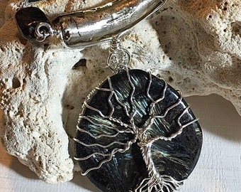 Astrophyllite Tree of Life Necklace: Sterling Silver Wire Wrapped Pendant