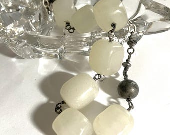Snow Quartz Nugget Necklace: Chunky Gemstone Boho Jewelry